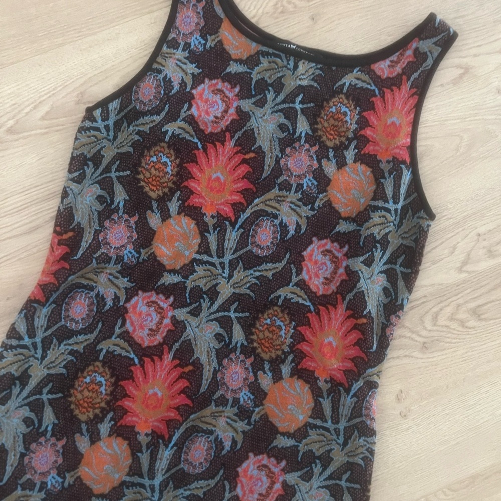 PERUVIAN CONNECTION Wildflower Jacquard Knit Dress 100 Pima Cotton Size Small - Picture 3 of 8